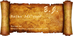 Balko József névjegykártya